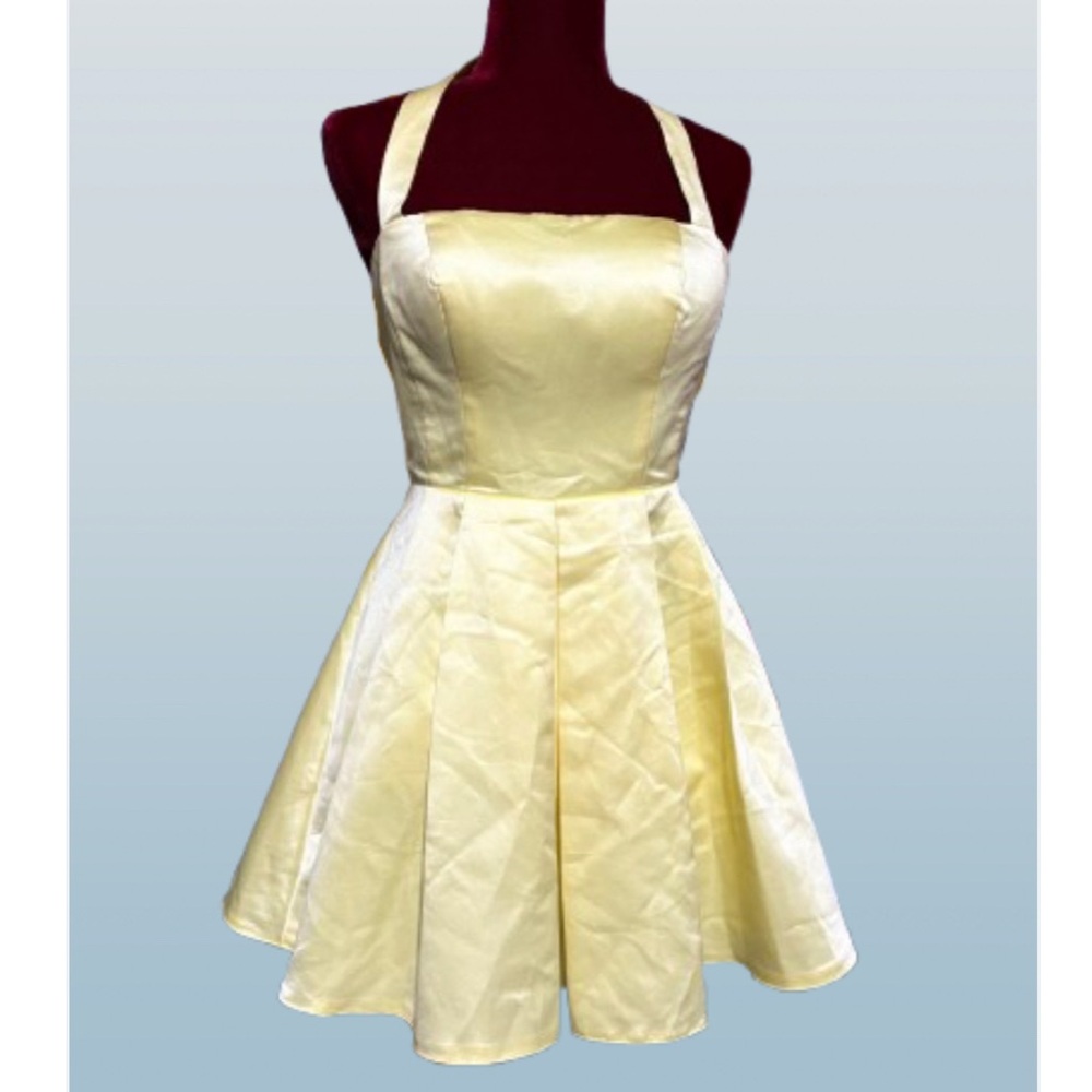 Elegant Yellow Halter Dress